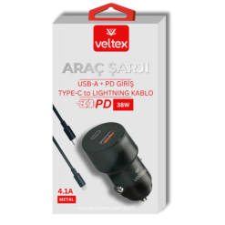 VELTEX ARAÇ ŞARJ SET (LIGHTNING) - ARB-103
