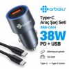 ARBCA04 38W METAL ARAÇ ŞARJ SET + TYPE-C KABLO
