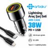 ARBCA06 38W ARAÇ ŞARJ SET + İPHONE KABLO SİYAH